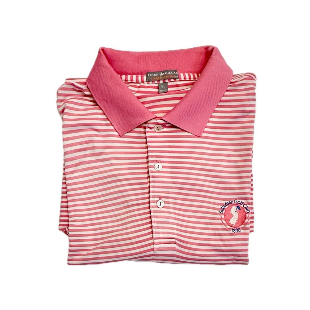 Peter Millar Pink/White Summer Comfort Competition Stripe Polo Size XL 🏌️‍♂️🩷⛳ - Picture 8 of 16